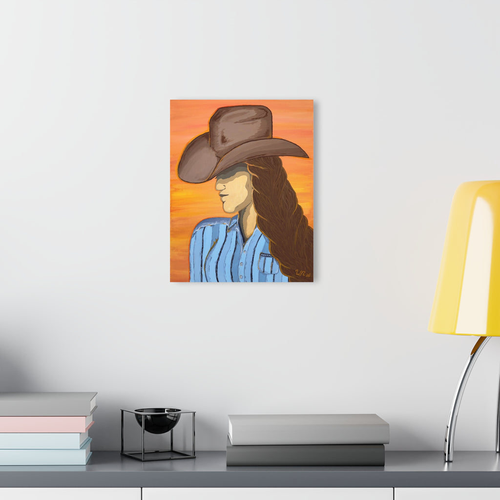 Western Cowgirl Sunset - Acrylic Art Print