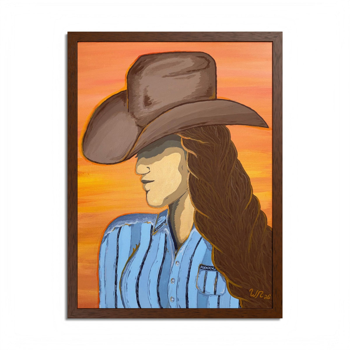 Western Cowgirl Sunset - Framed Art Print