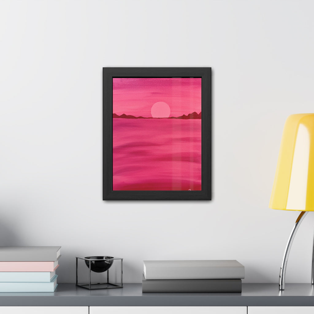 Red Ocean Eclipse - Framed Art Print