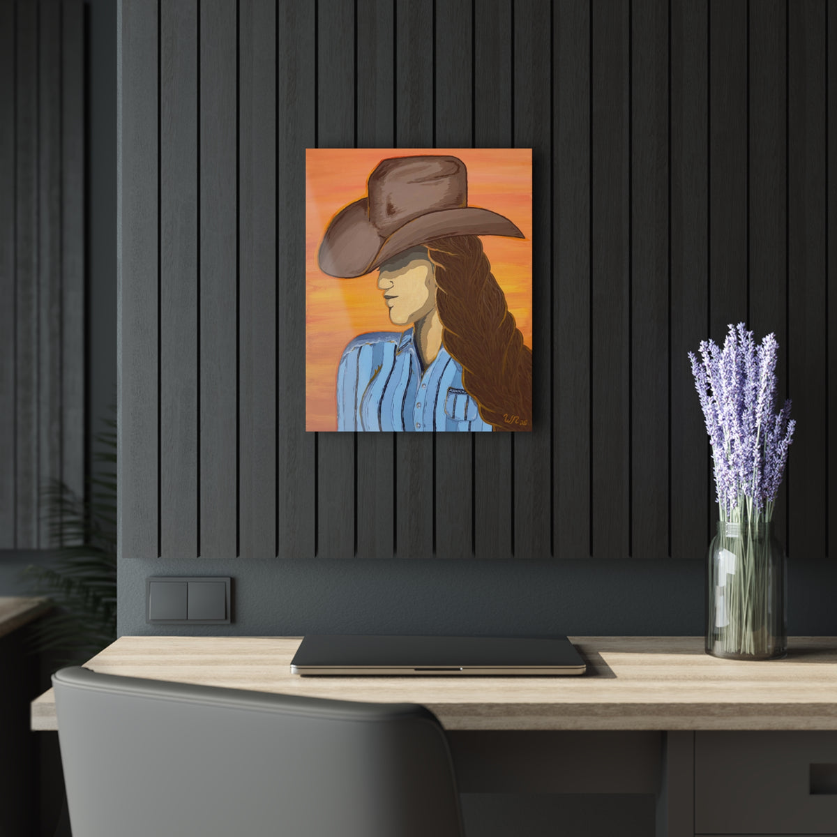 Western Cowgirl Sunset - Acrylic Art Print