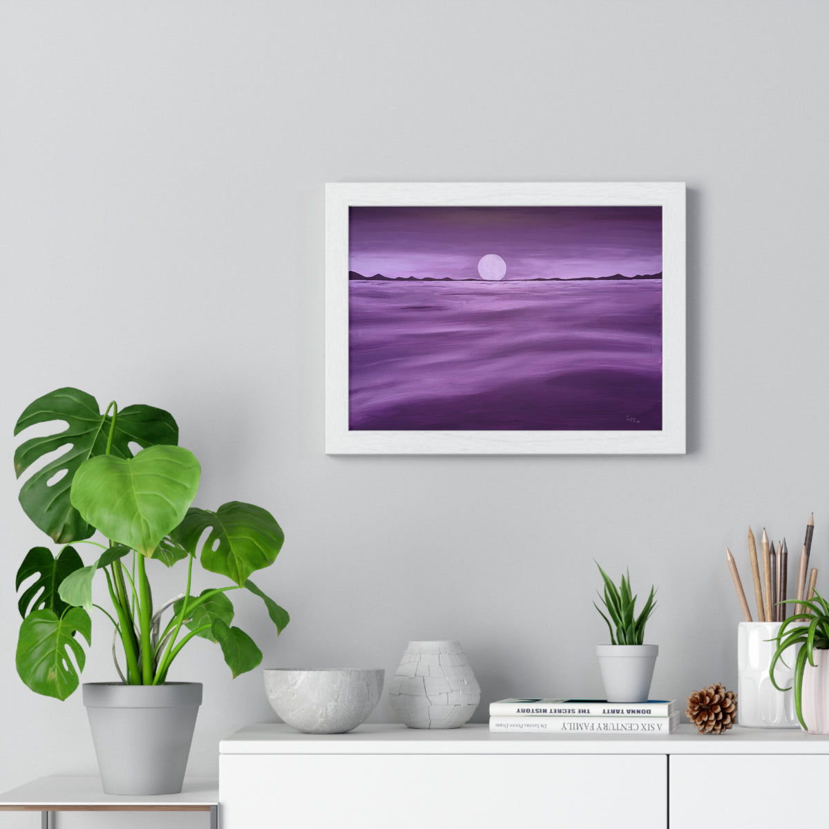 Purple Ocean Eclipse - Horizontal Framed Poster