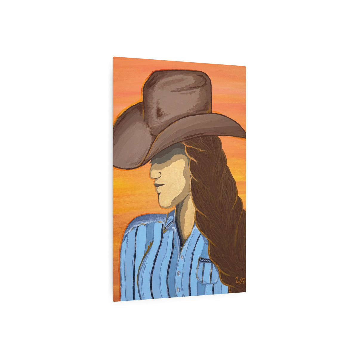 Western Cowgirl Sunset - Metal Art Print