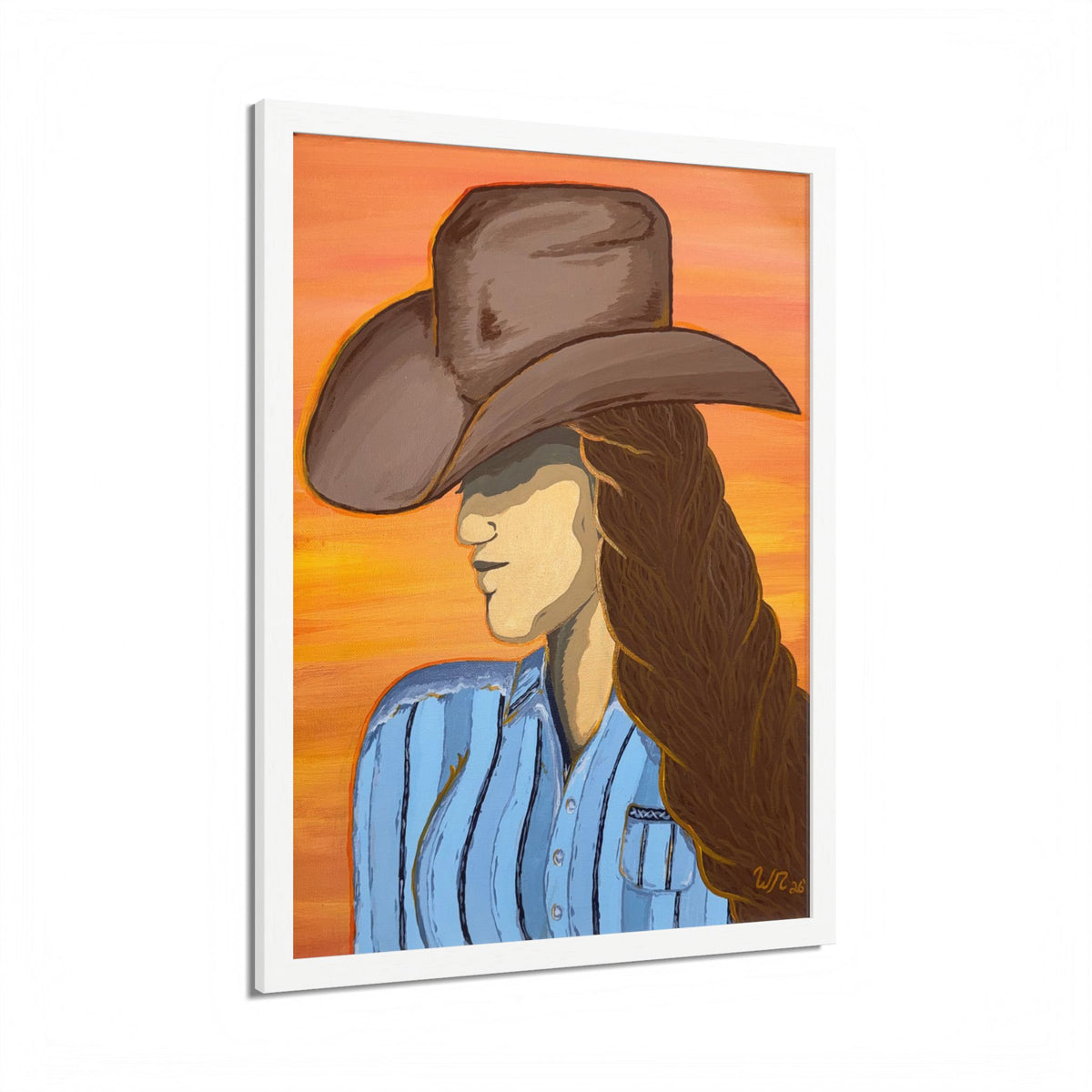 Western Cowgirl Sunset - Framed Art Print