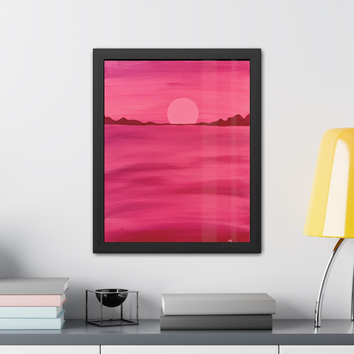 Red Ocean Eclipse - Framed Art Print