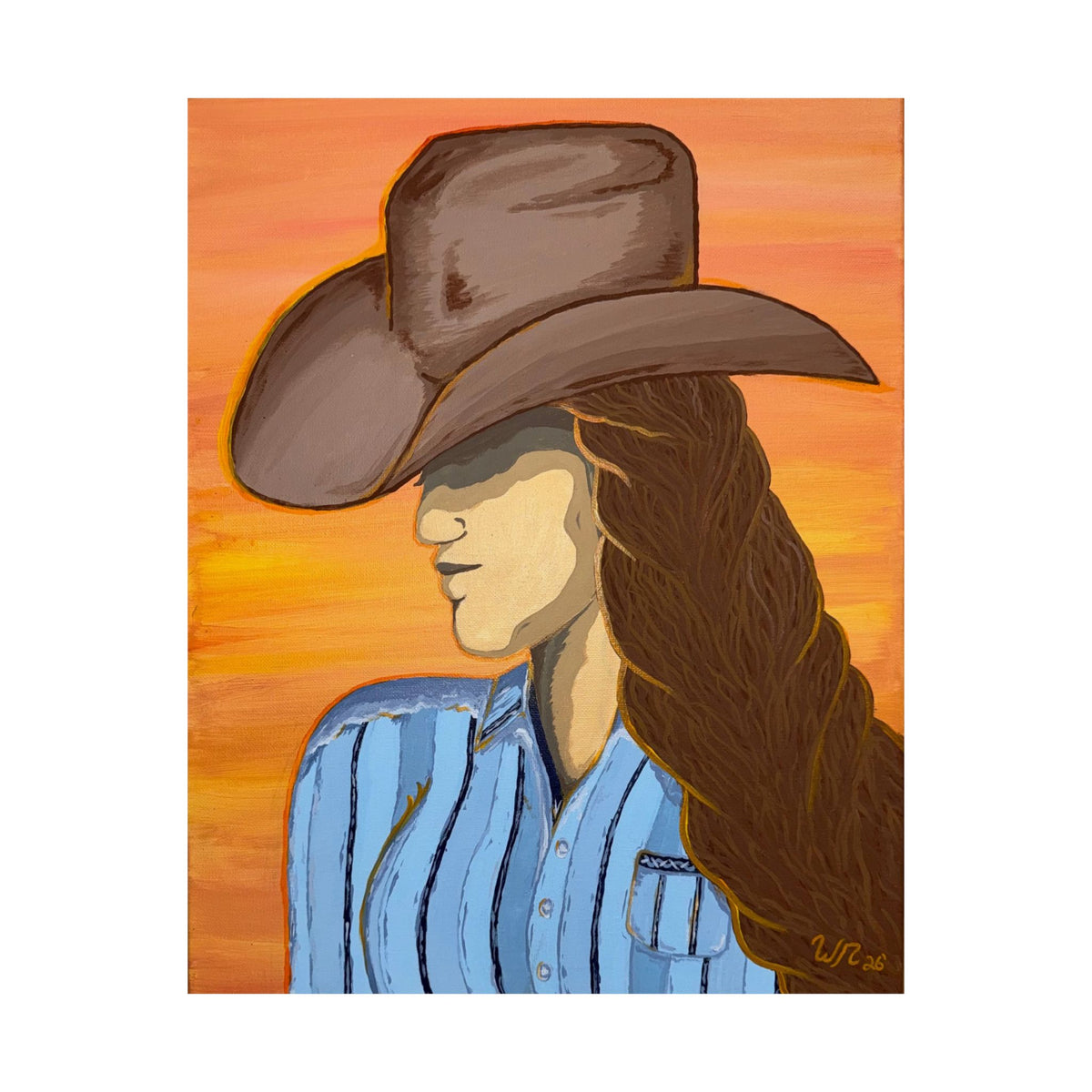 Western Cowgirl Sunset - Matte Art Print