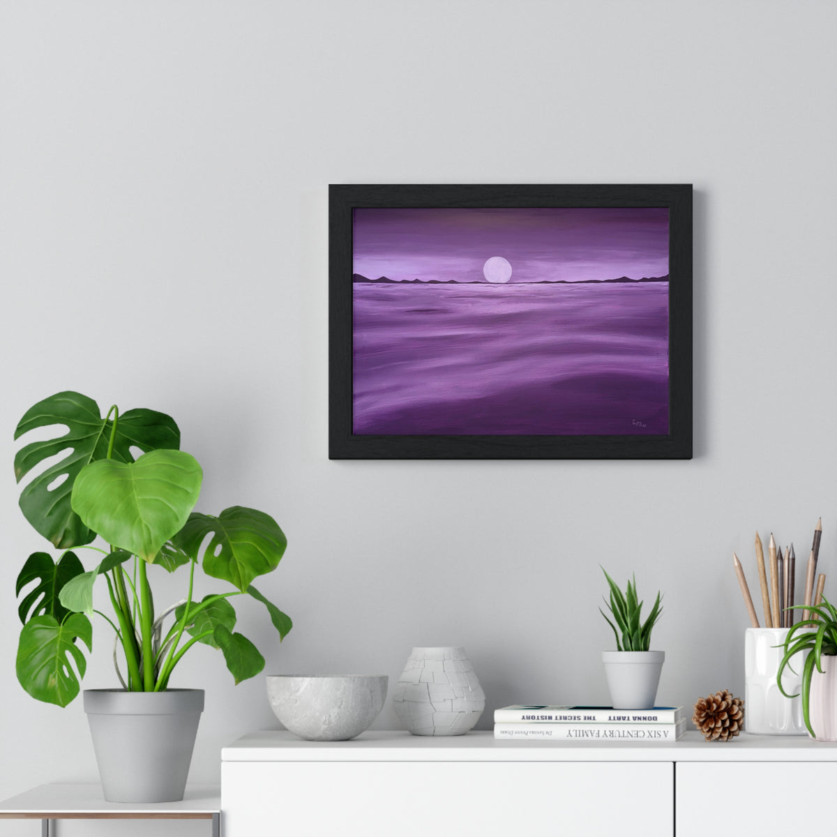 Purple Ocean Eclipse - Horizontal Framed Poster