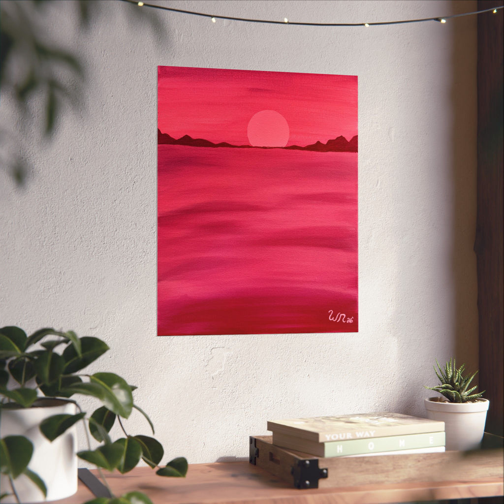 Red Ocean Eclipse- Matte Art Print
