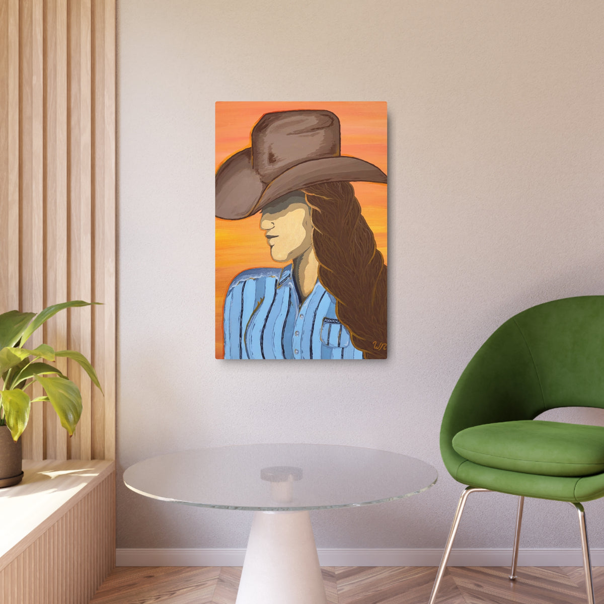 Western Cowgirl Sunset - Metal Art Print