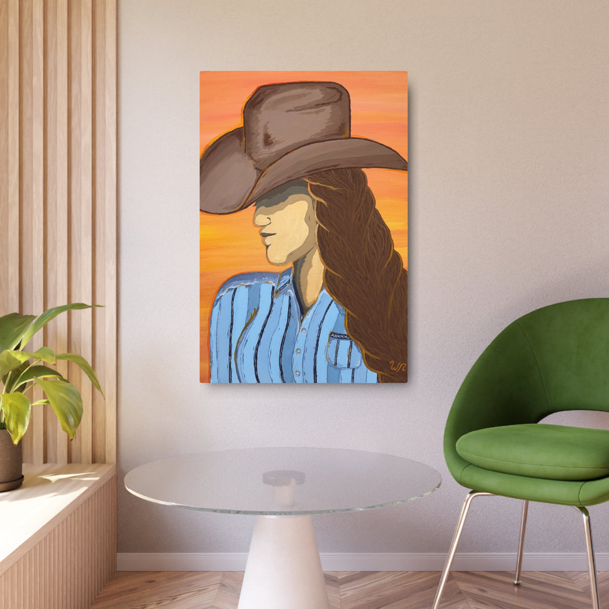 Western Cowgirl Sunset - Metal Art Print