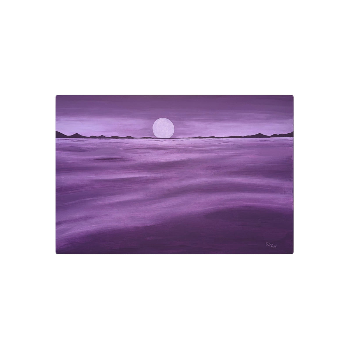 Purple Ocean Eclipse Metal Art Sign