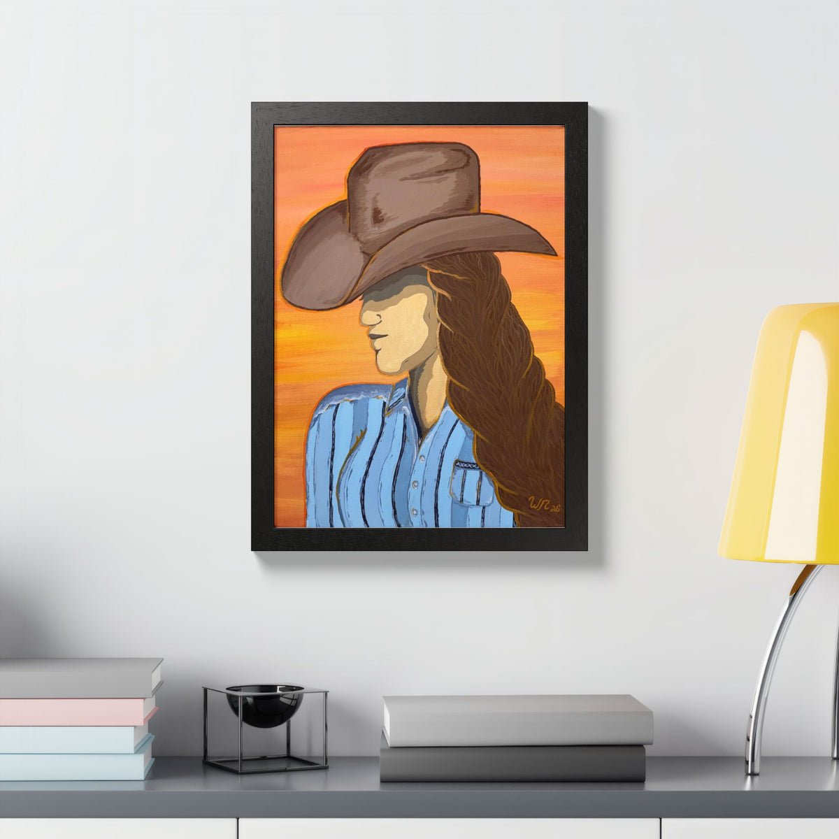 Western Cowgirl Sunset - Framed Art Print