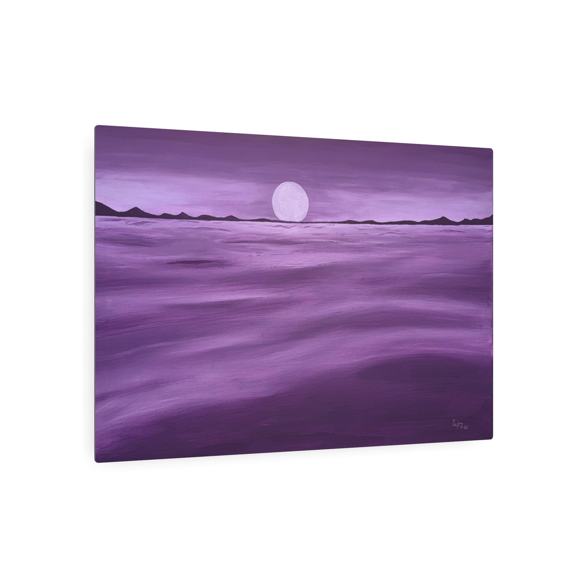 Purple Ocean Eclipse Metal Art Sign
