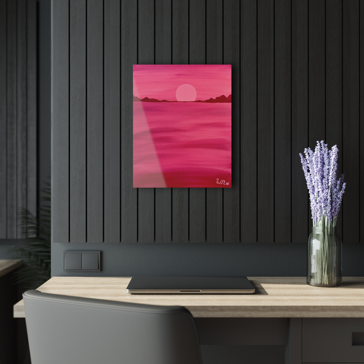 Red Ocean Eclipse- Acrylic Art Print