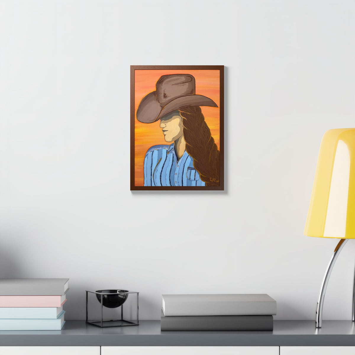 Western Cowgirl Sunset - Framed Art Print