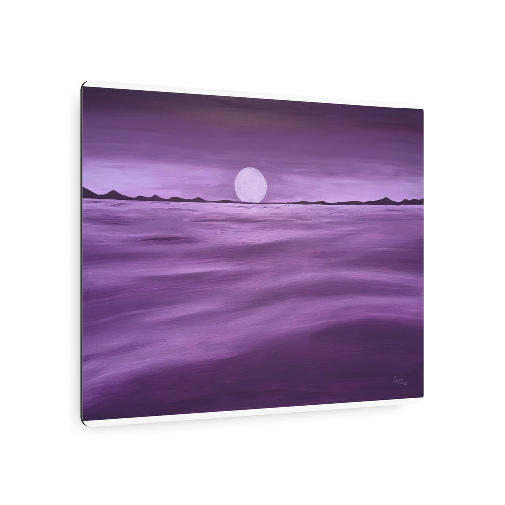 Purple Ocean Eclipse Metal Art Sign
