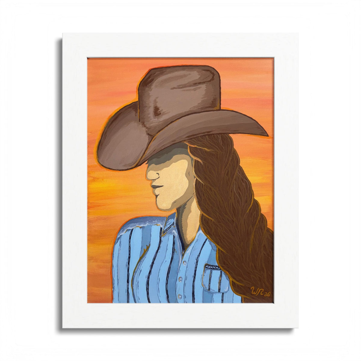 Western Cowgirl Sunset - Framed Art Print