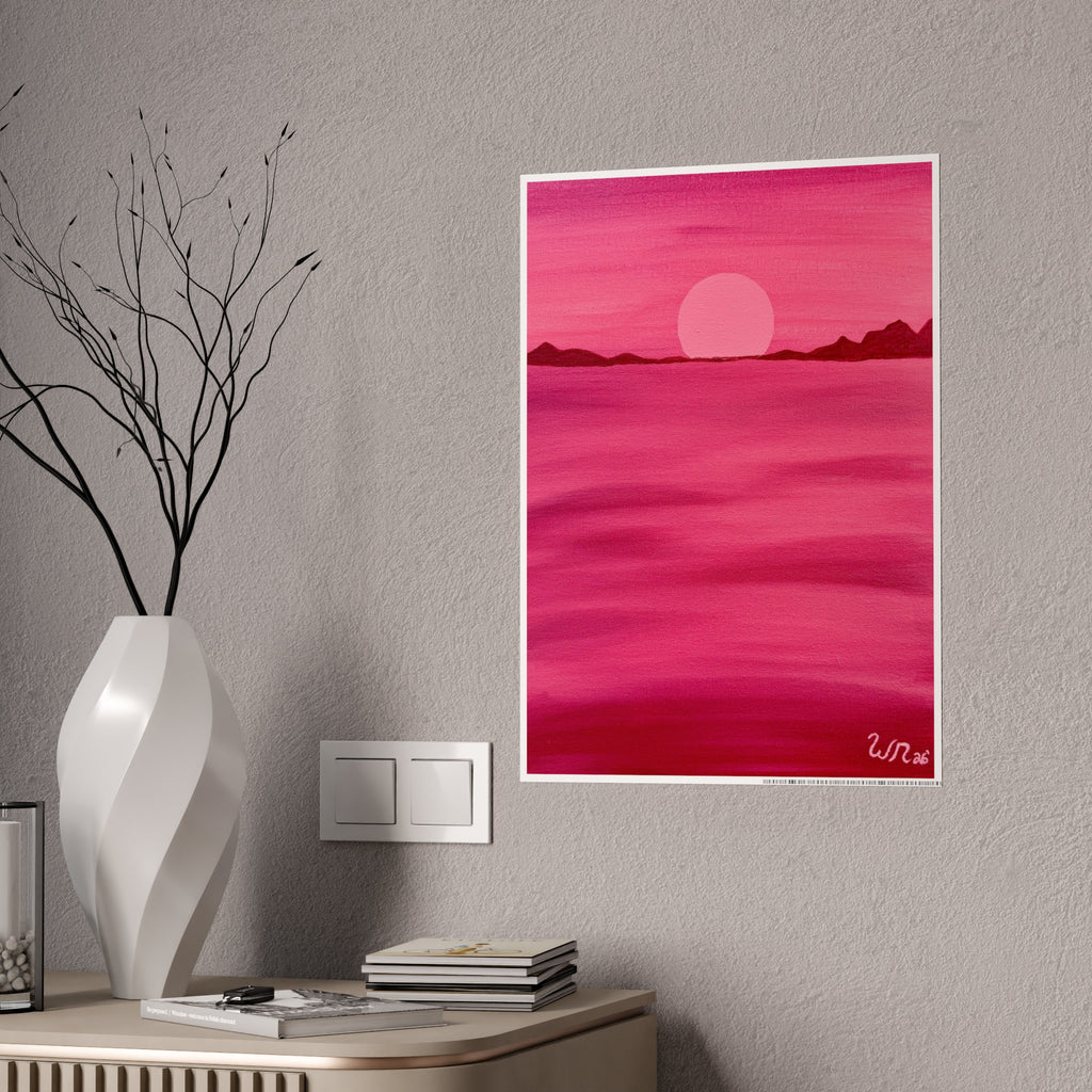 Red Ocean Eclipse- Gloss Art Print