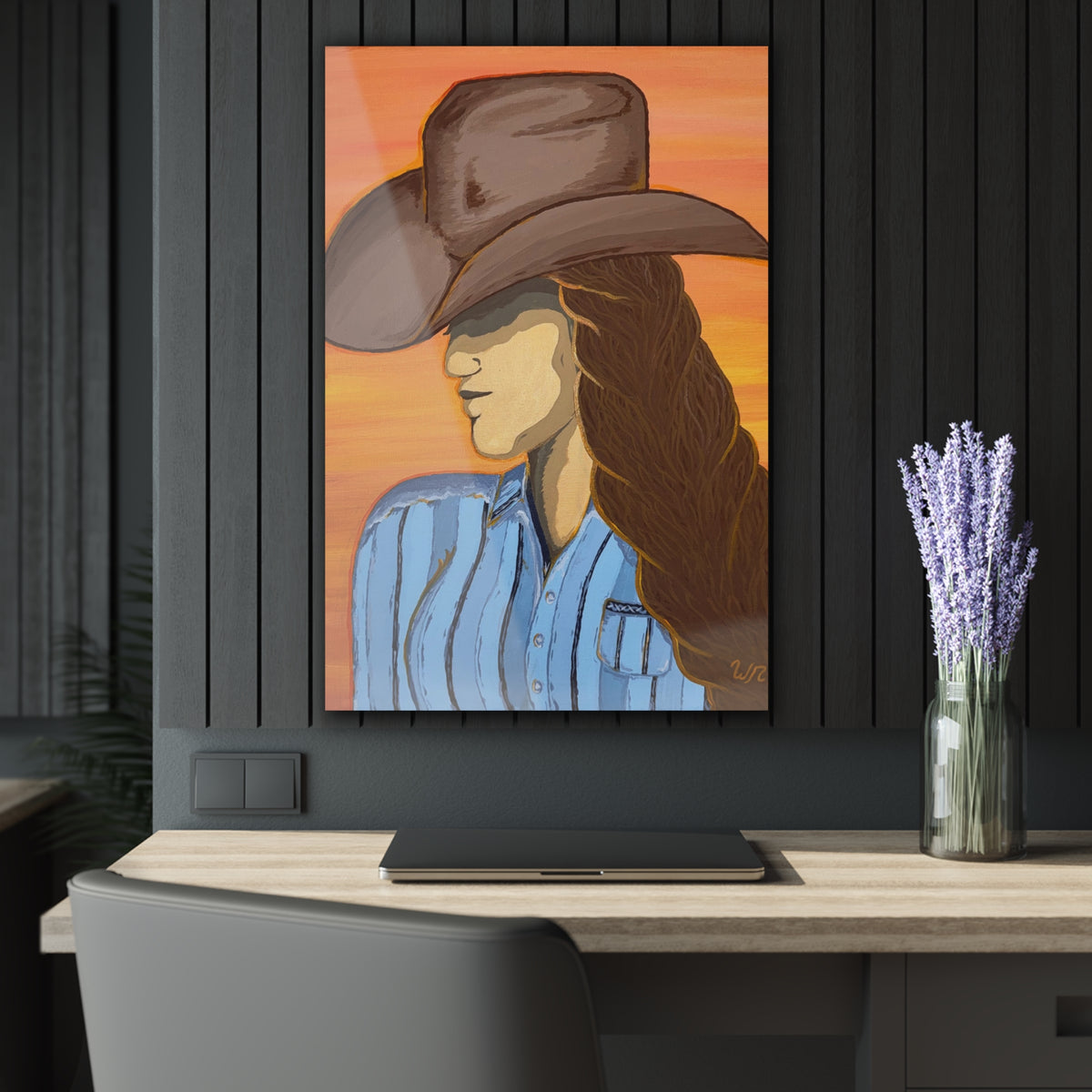 Western Cowgirl Sunset - Acrylic Art Print
