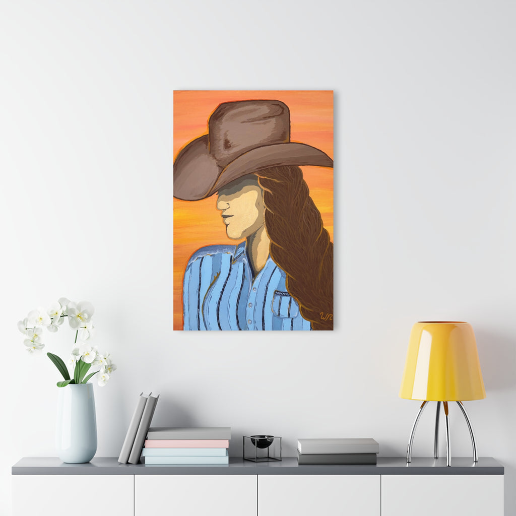 Western Cowgirl Sunset - Acrylic Art Print