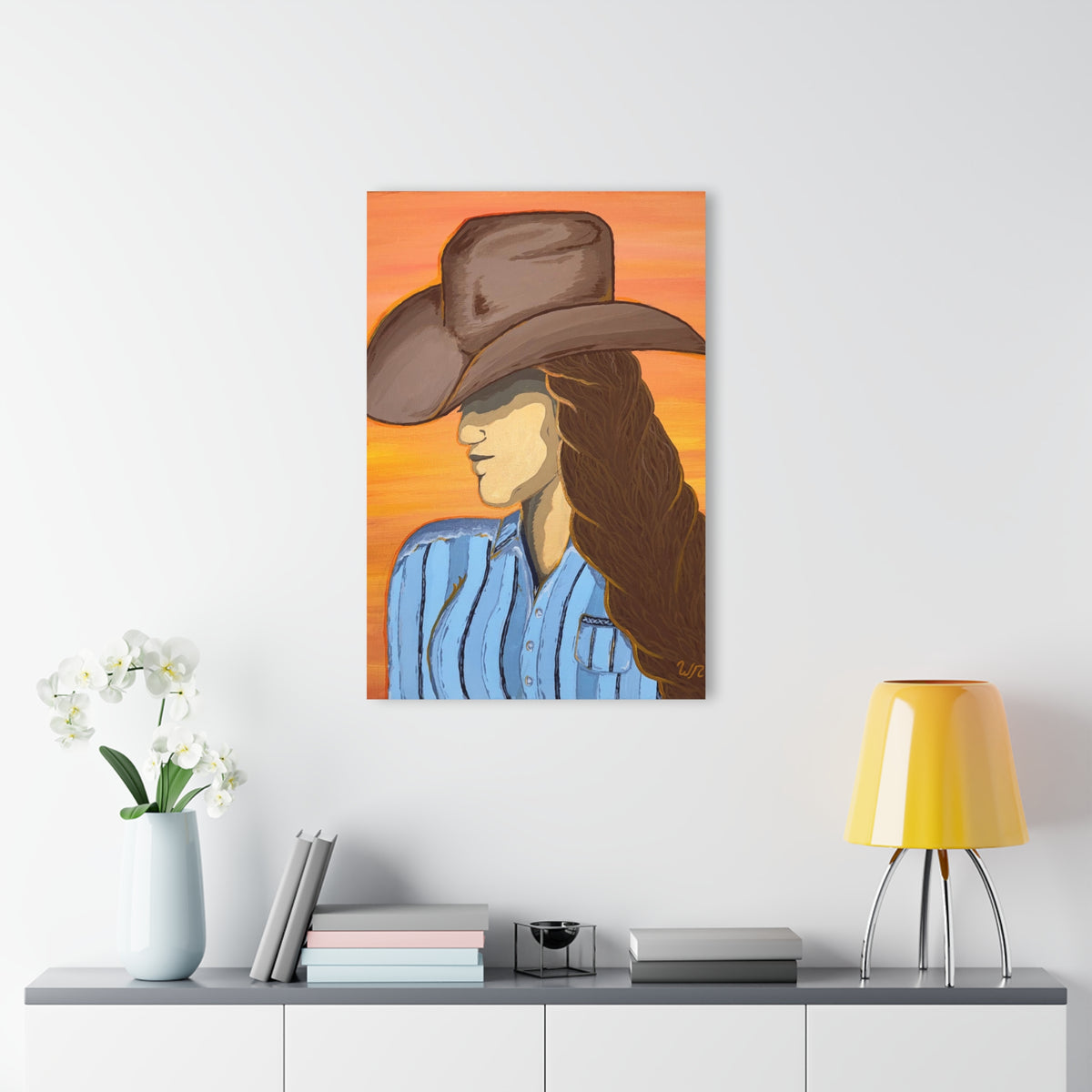 Western Cowgirl Sunset - Acrylic Art Print