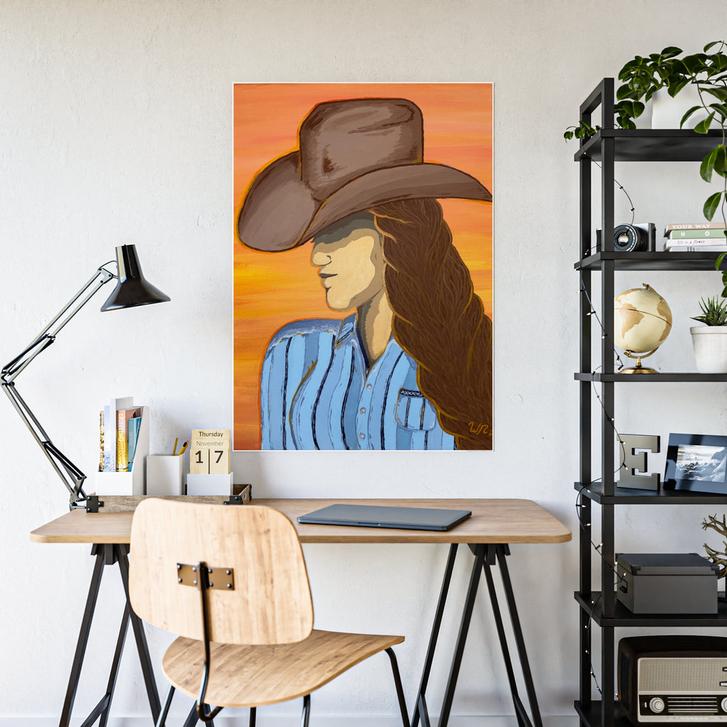 Western Cowgirl Sunset - Gloss Art Print