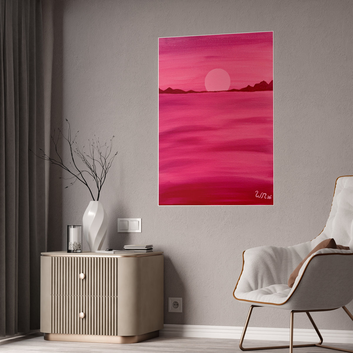 Red Ocean Eclipse- Gloss Art Print