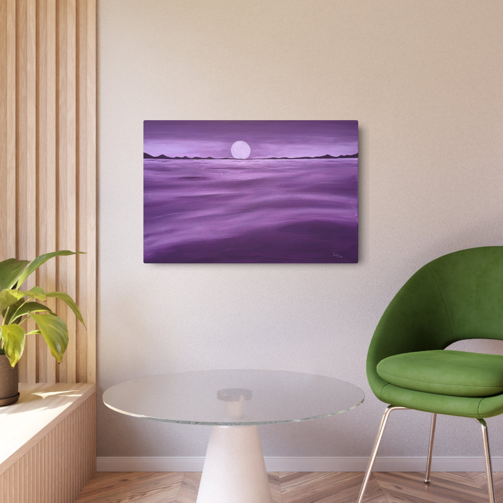 Purple Ocean Eclipse Metal Art Sign