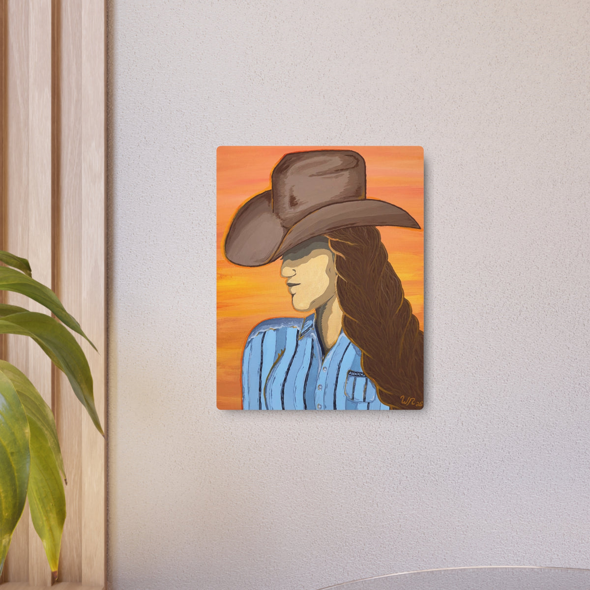 Western Cowgirl Sunset - Metal Art Print