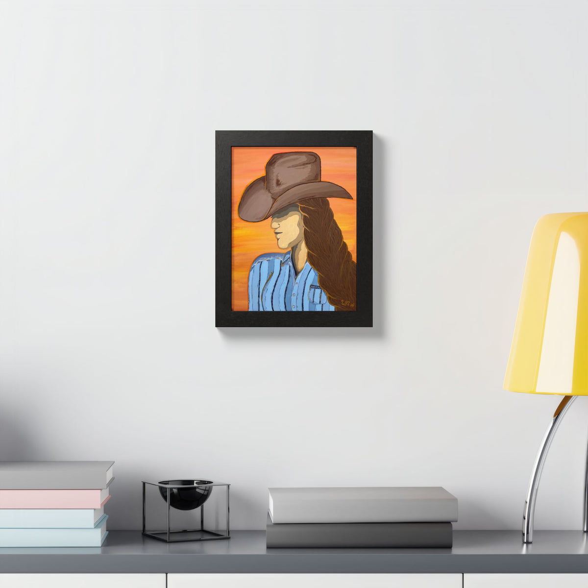 Western Cowgirl Sunset - Framed Art Print
