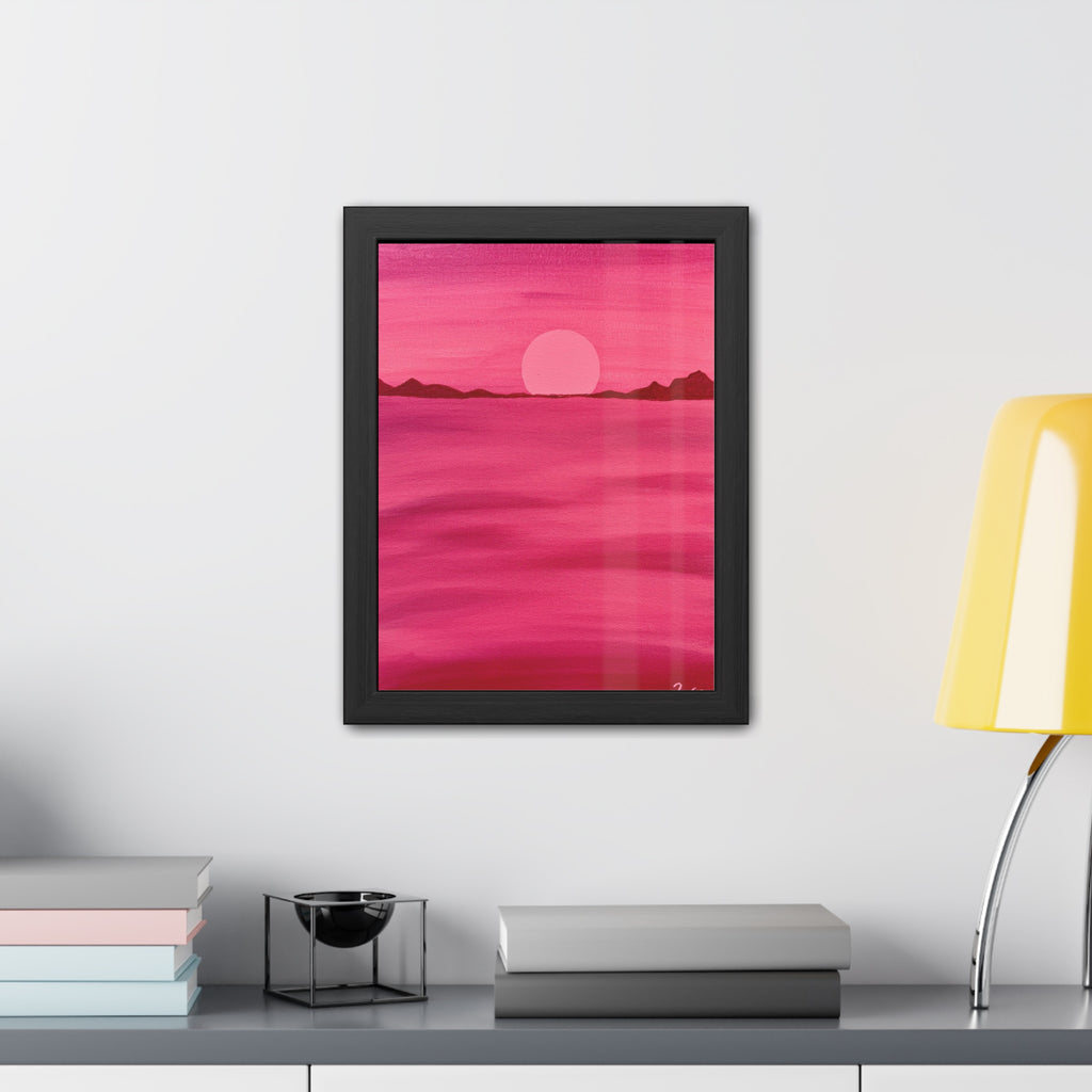 Red Ocean Eclipse - Framed Art Print