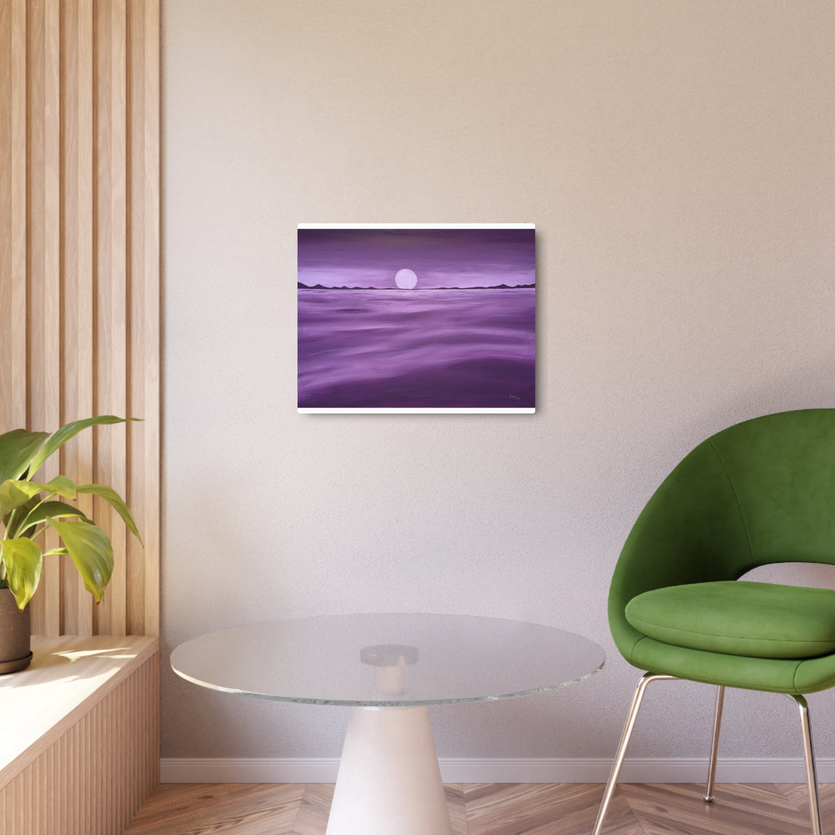 Purple Ocean Eclipse Metal Art Sign