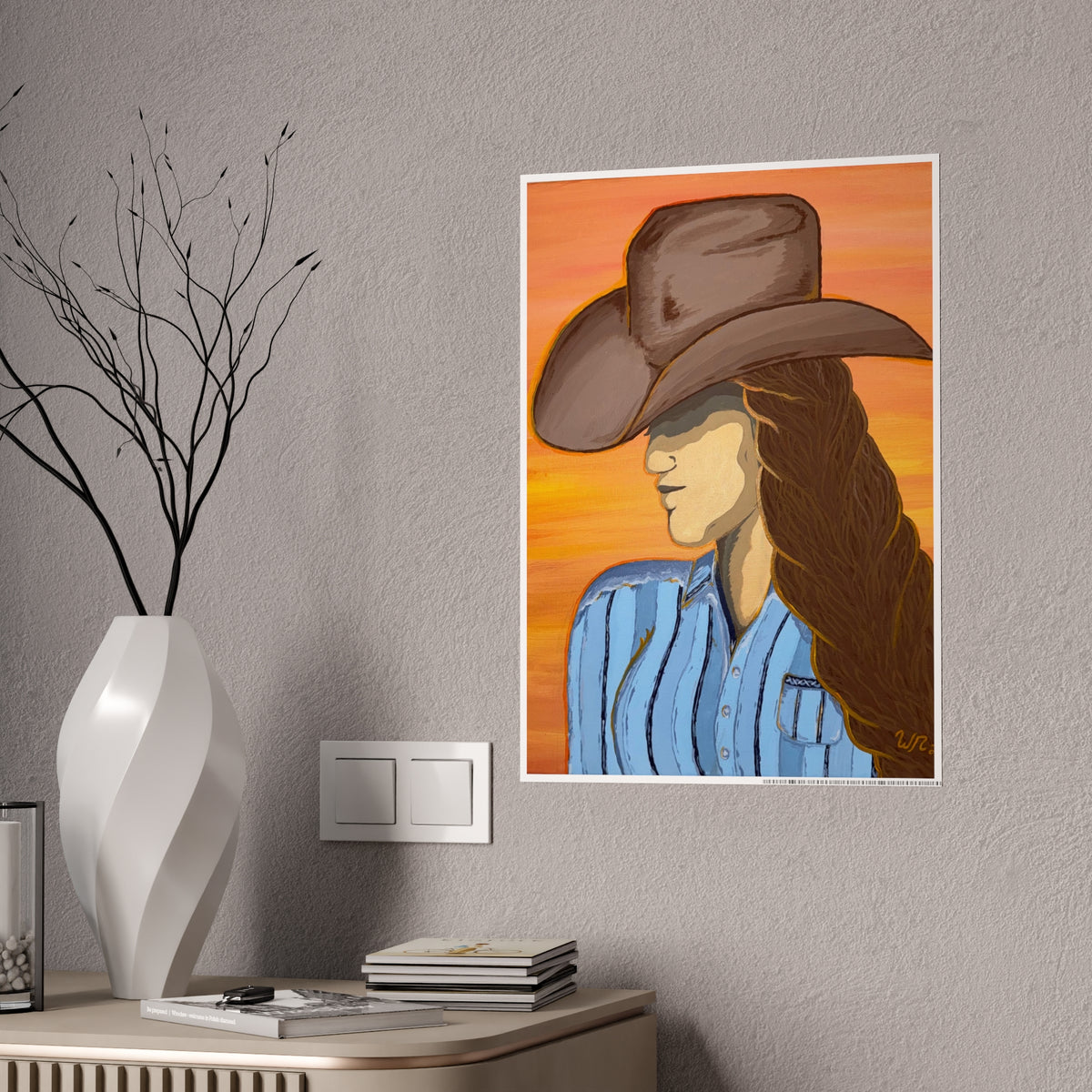 Western Cowgirl Sunset - Gloss Art Print