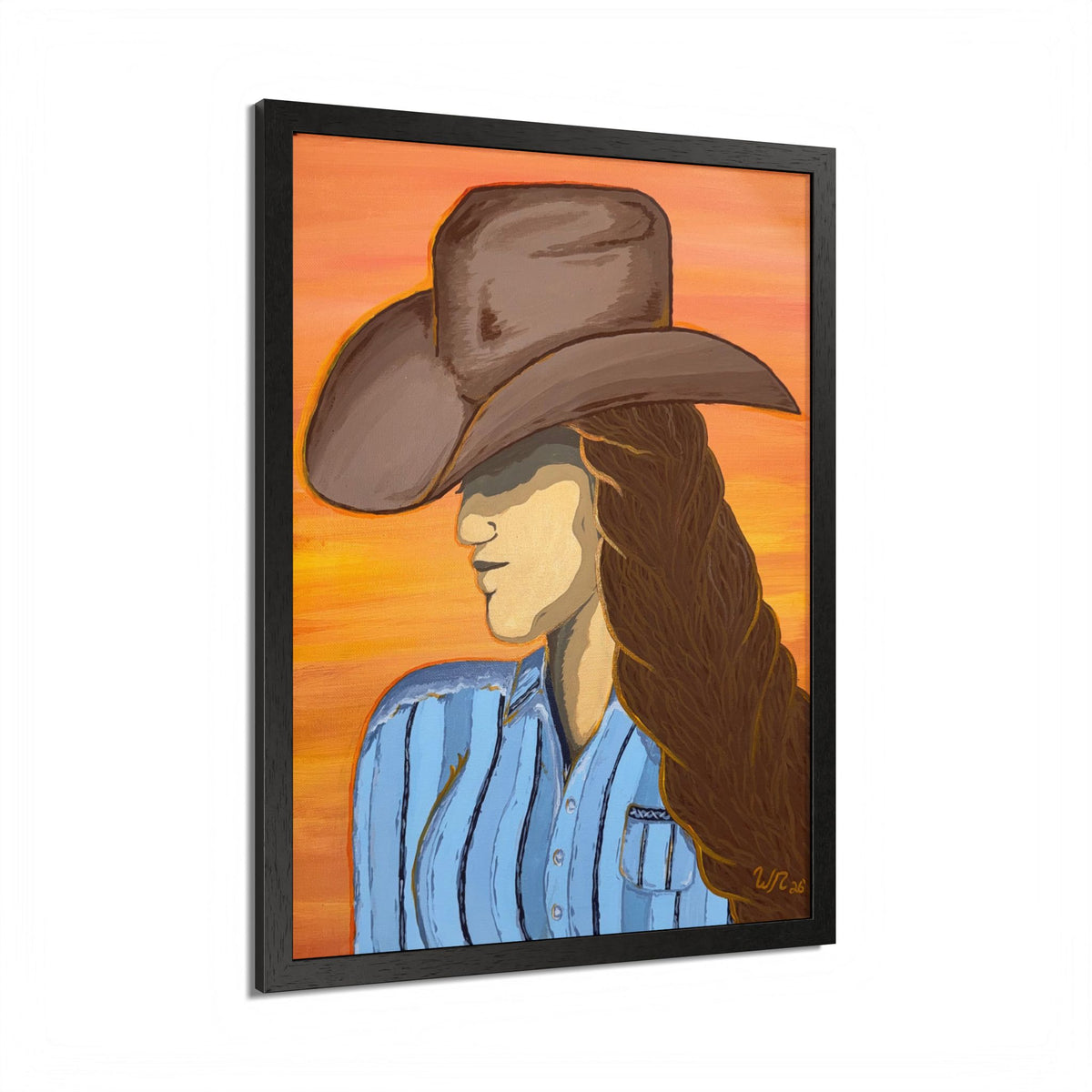 Western Cowgirl Sunset - Framed Art Print