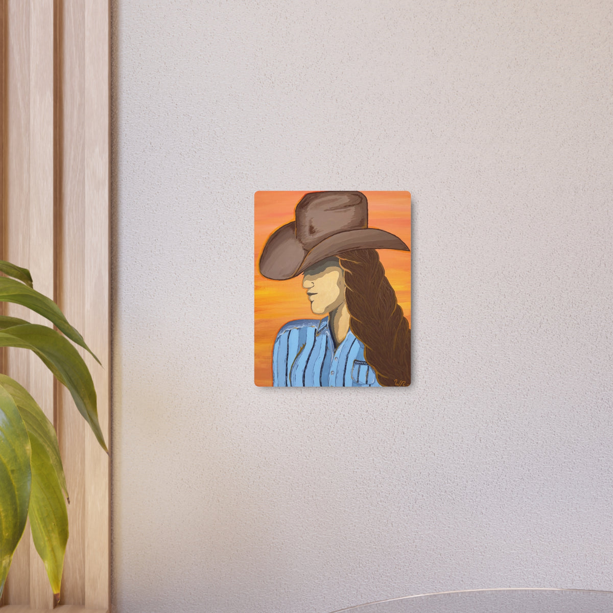 Western Cowgirl Sunset - Metal Art Print