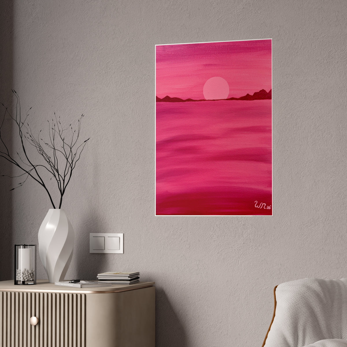 Red Ocean Eclipse- Gloss Art Print