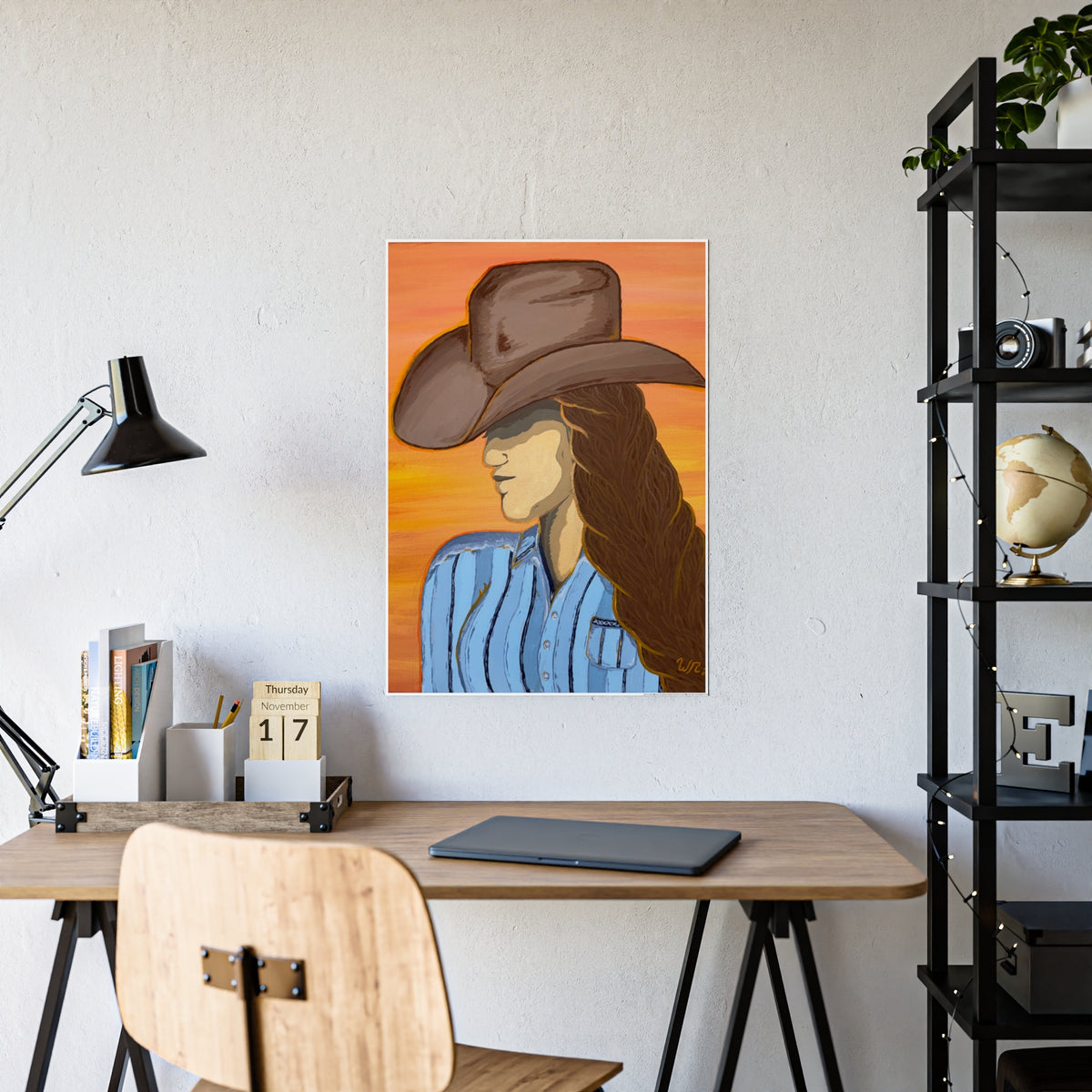 Western Cowgirl Sunset - Gloss Art Print