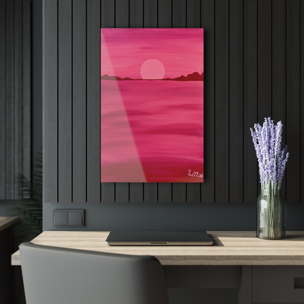 Red Ocean Eclipse- Acrylic Art Print