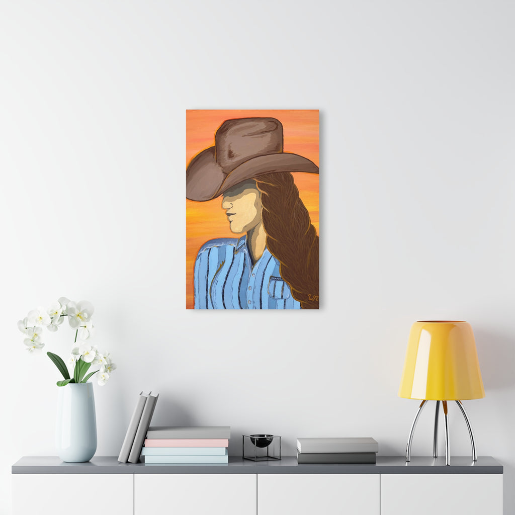 Western Cowgirl Sunset - Acrylic Art Print