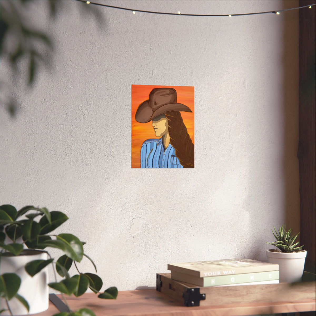Western Cowgirl Sunset - Matte Art Print