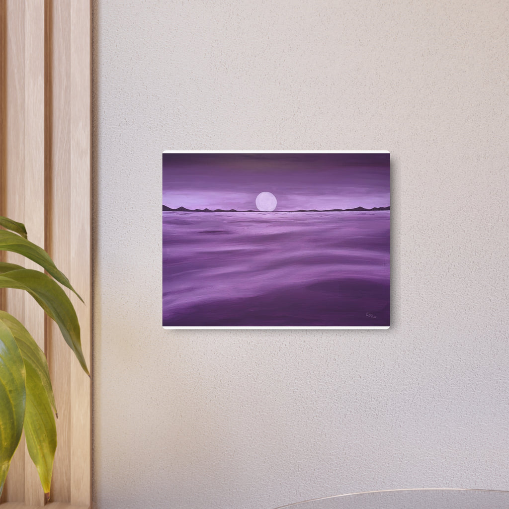 Purple Ocean Eclipse Metal Art Sign