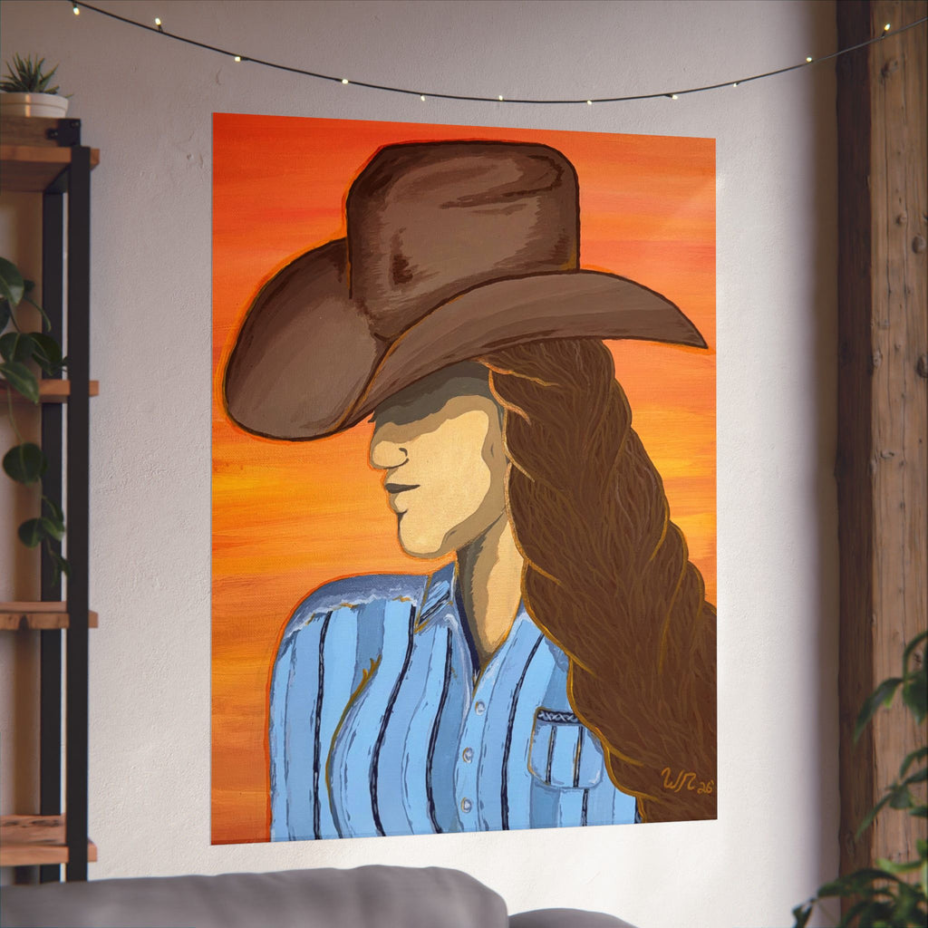 Western Cowgirl Sunset - Matte Art Print