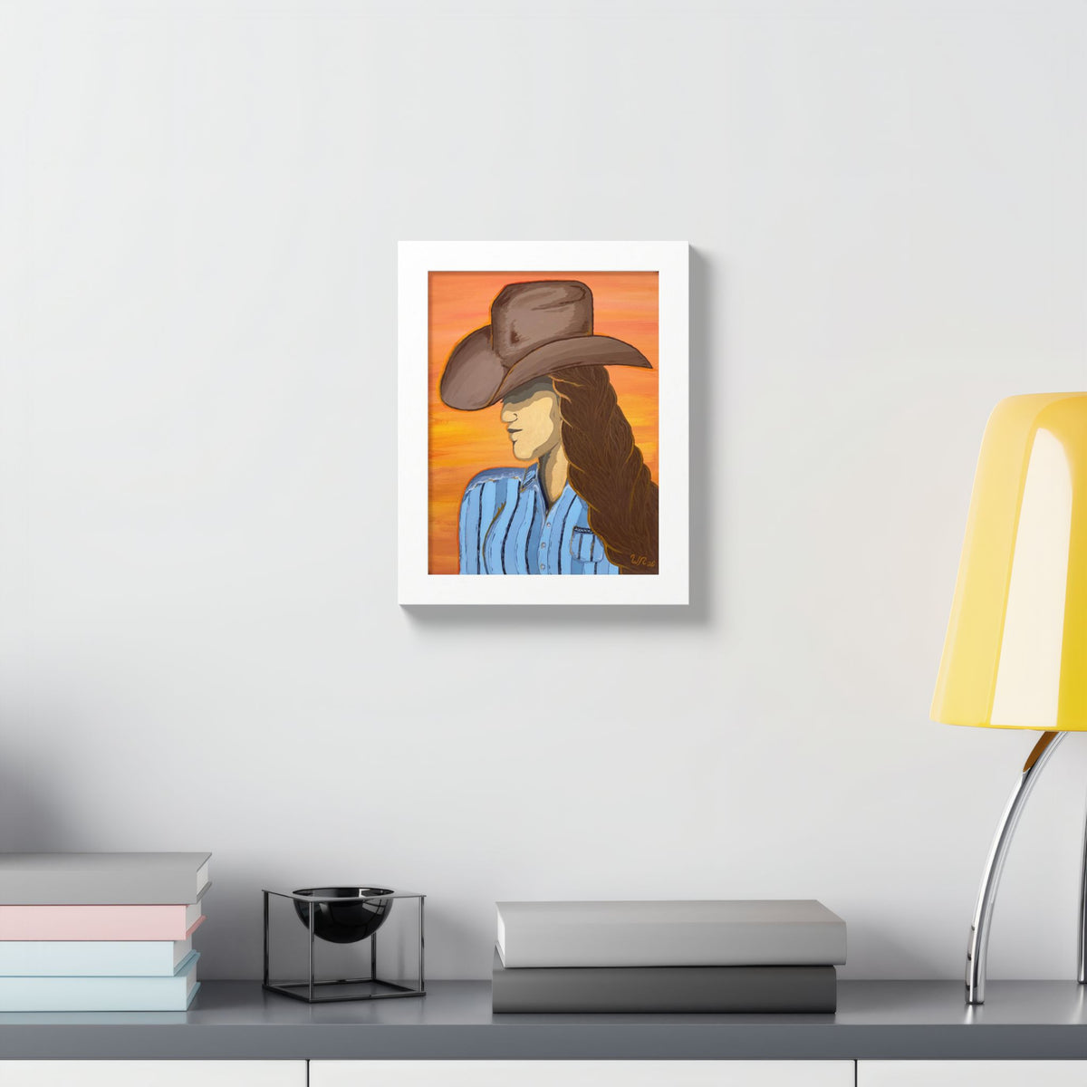 Western Cowgirl Sunset - Framed Art Print