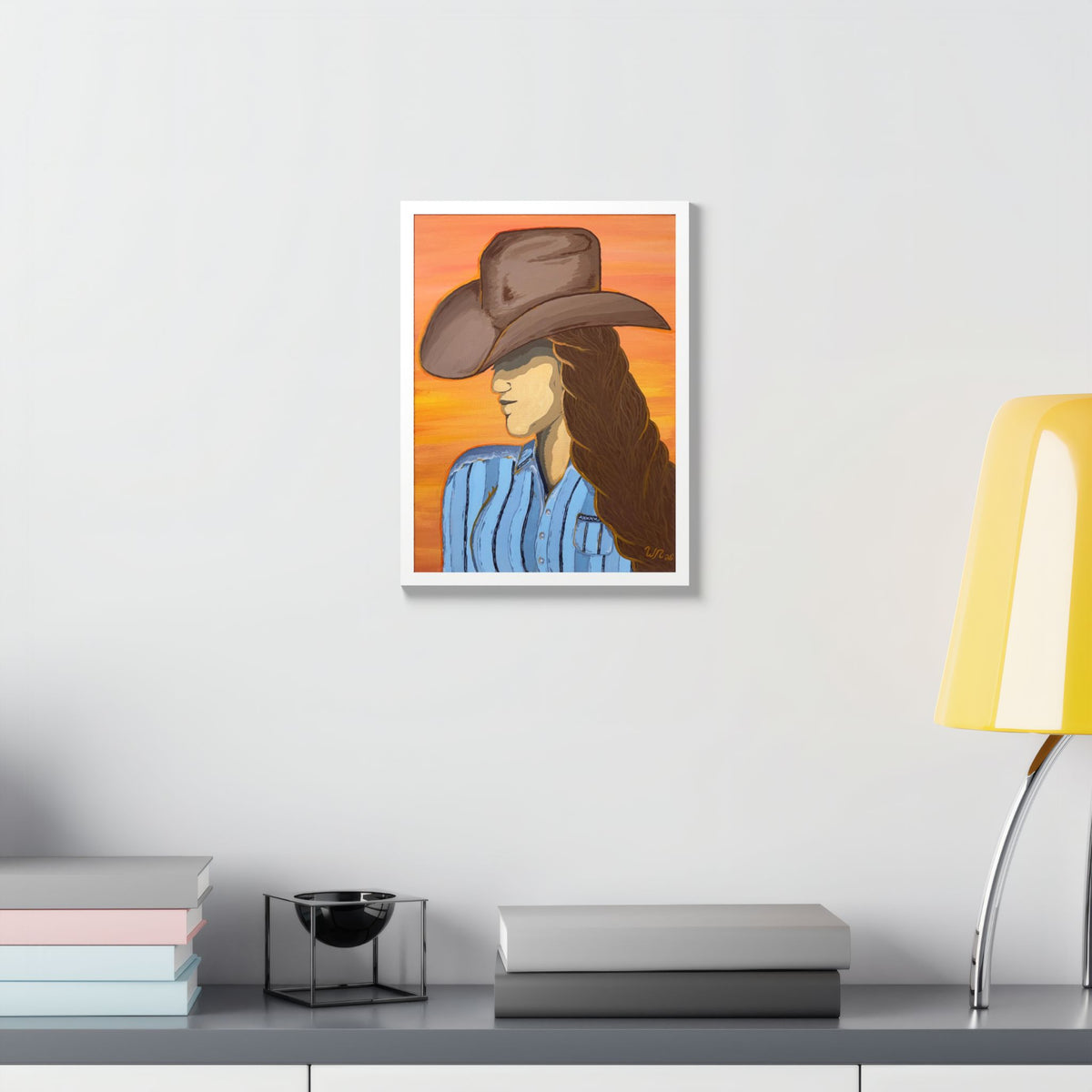 Western Cowgirl Sunset - Framed Art Print