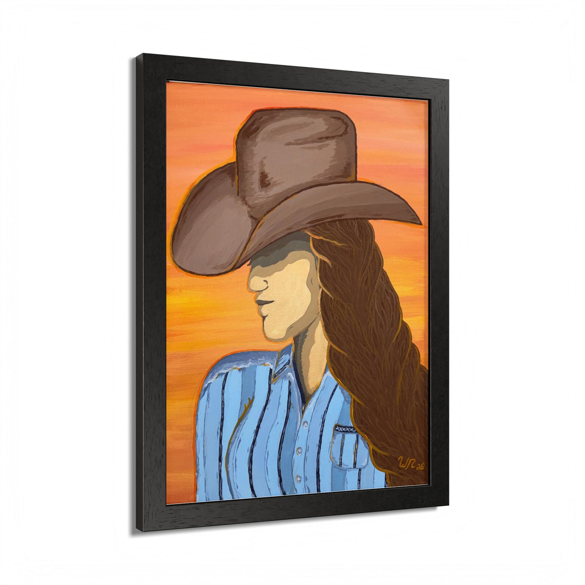Western Cowgirl Sunset - Framed Art Print