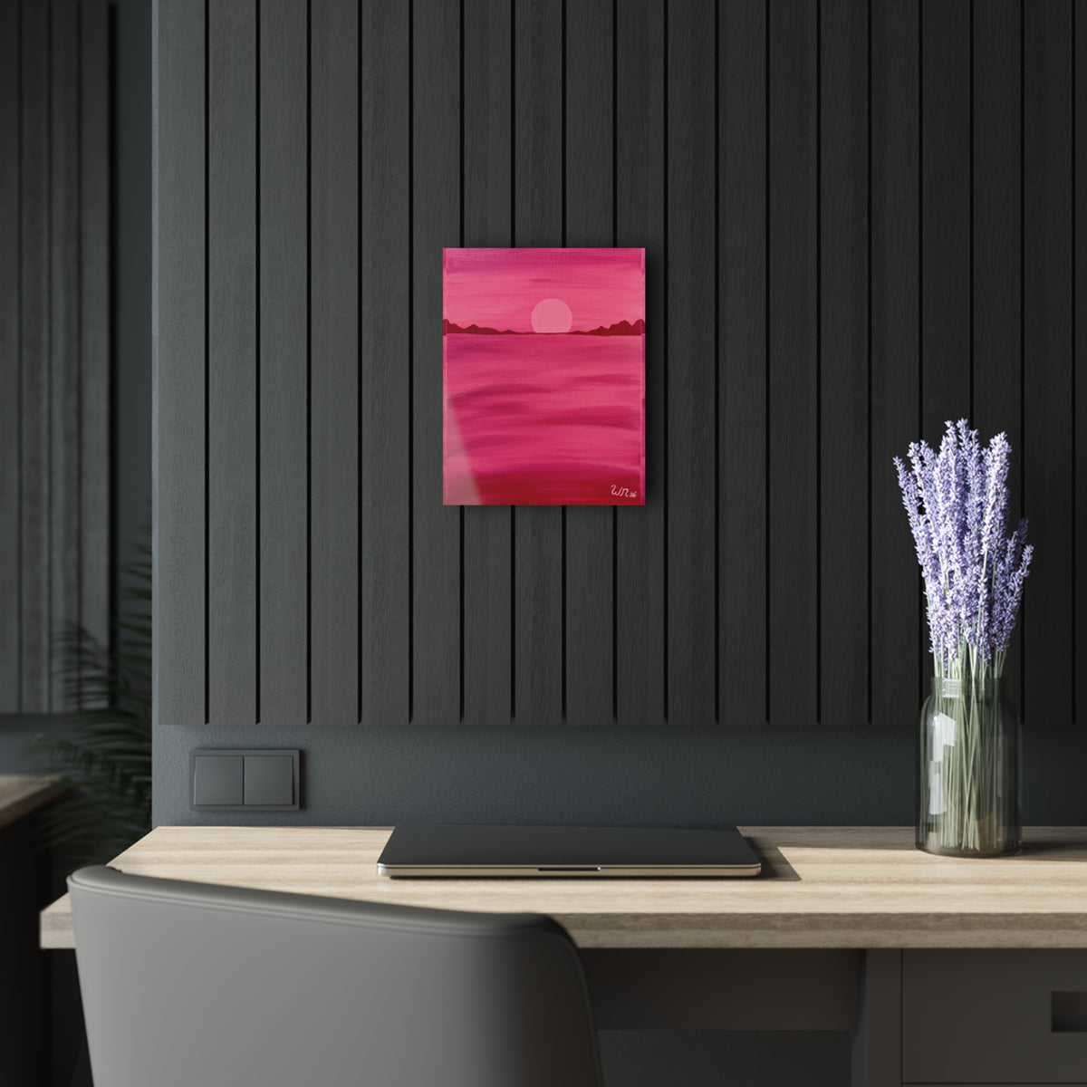 Red Ocean Eclipse- Acrylic Art Print