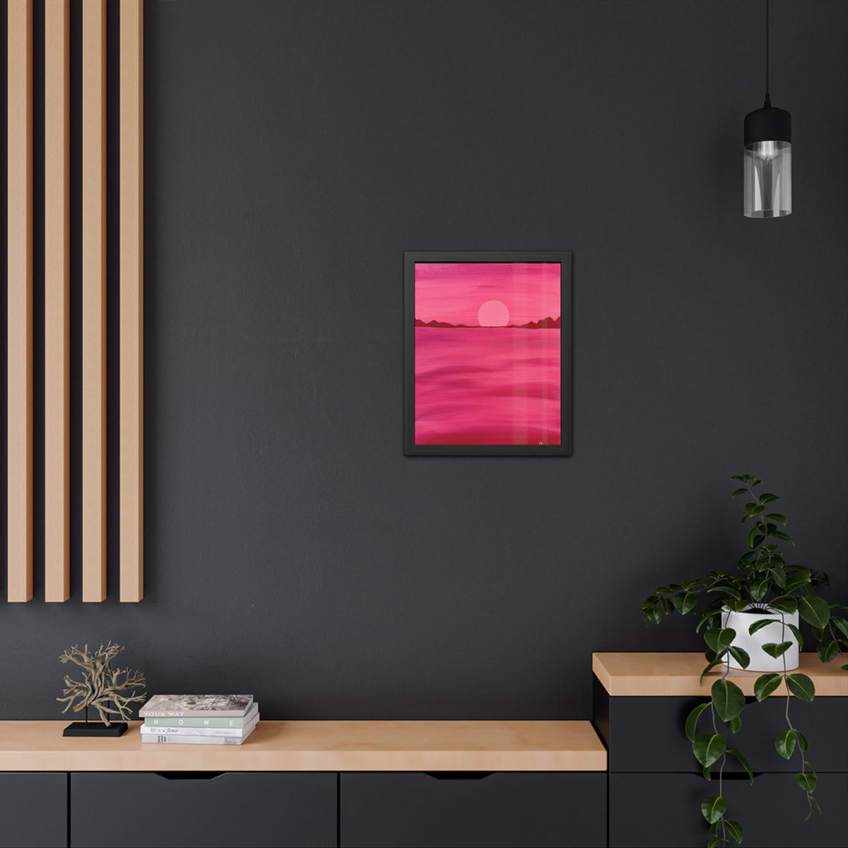 Red Ocean Eclipse - Framed Art Print