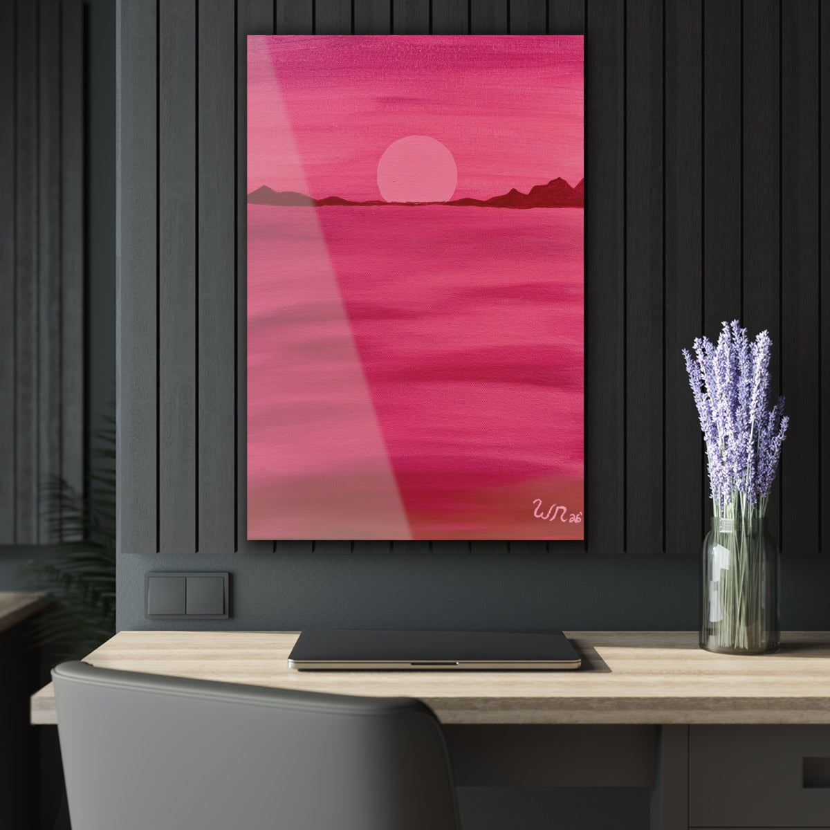 Red Ocean Eclipse- Acrylic Art Print