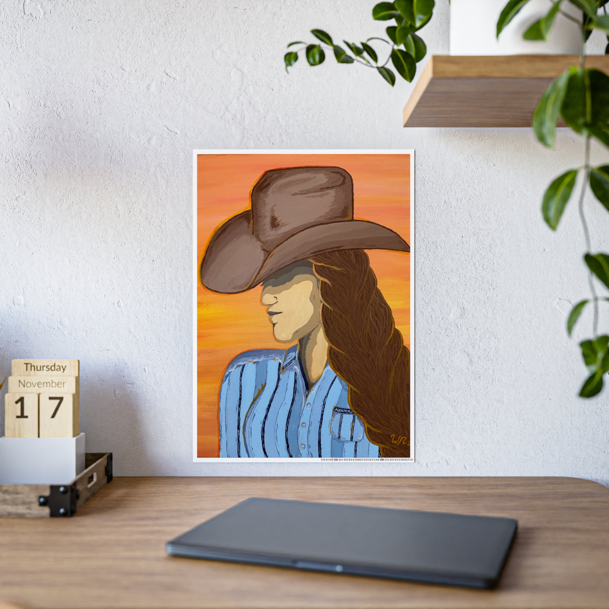 Western Cowgirl Sunset - Gloss Art Print