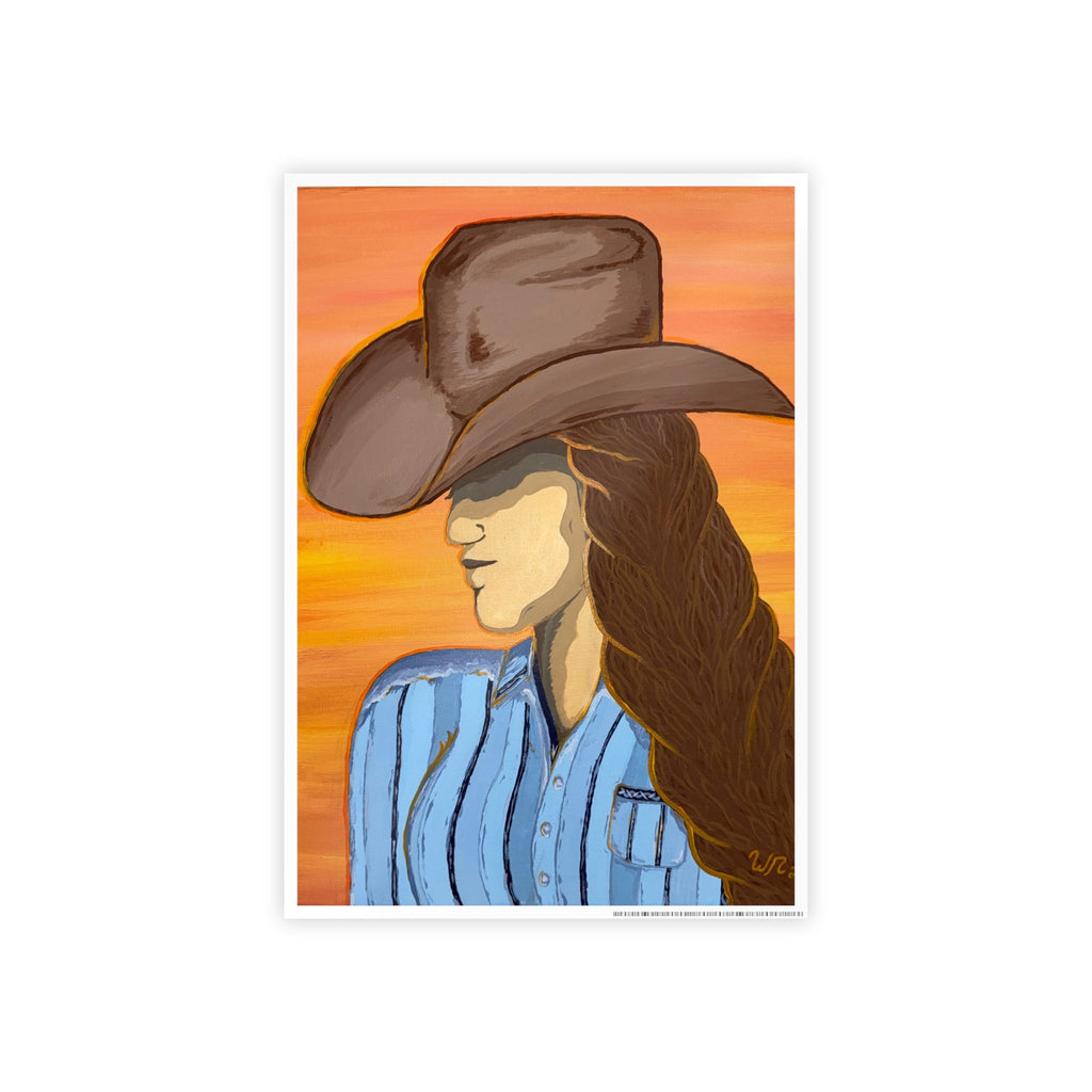 Western Cowgirl Sunset - Gloss Art Print