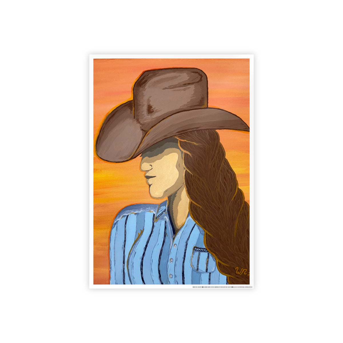 Western Cowgirl Sunset - Gloss Art Print